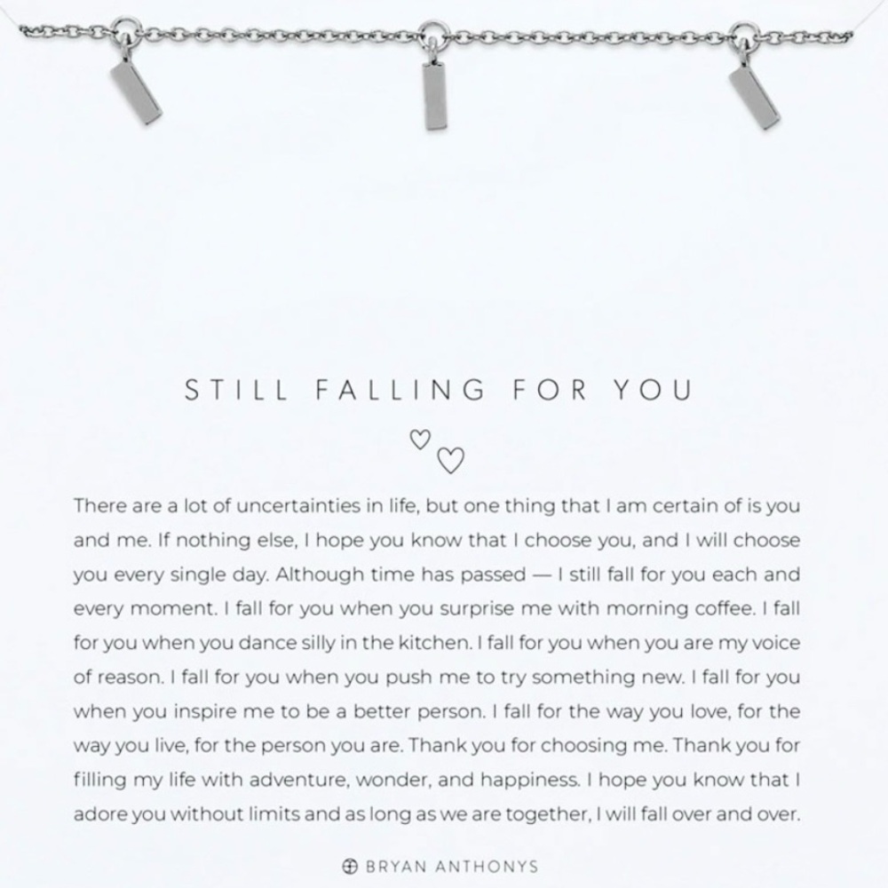 NWT Bryan Anthony’s Necklace “Still Falling For You” Feminine Love Wedding Gift